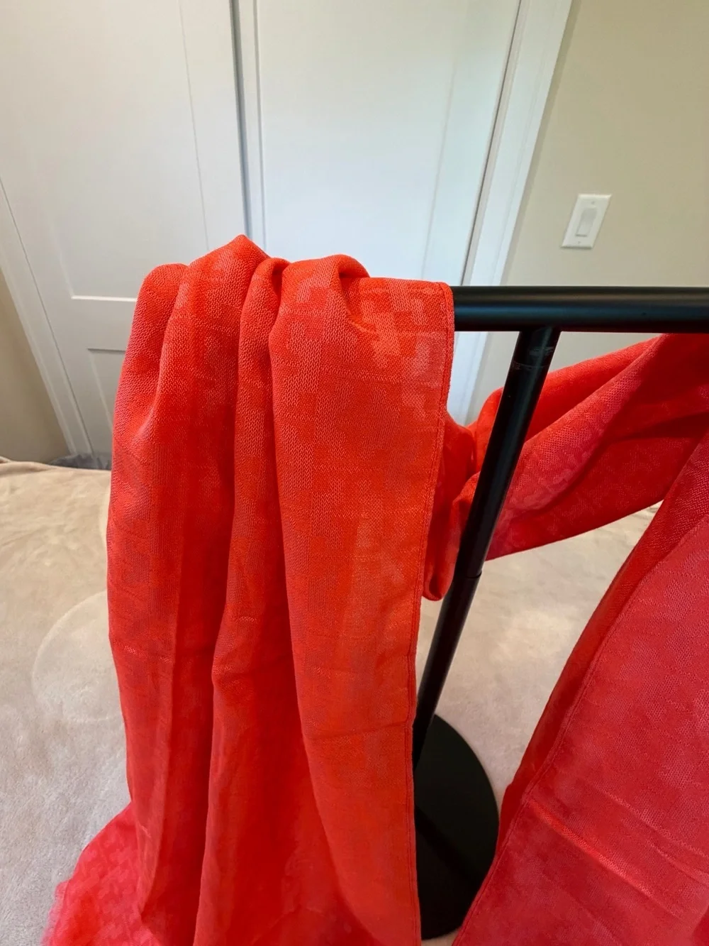 Tory Burch Coral Orange Jacquard Scarf
